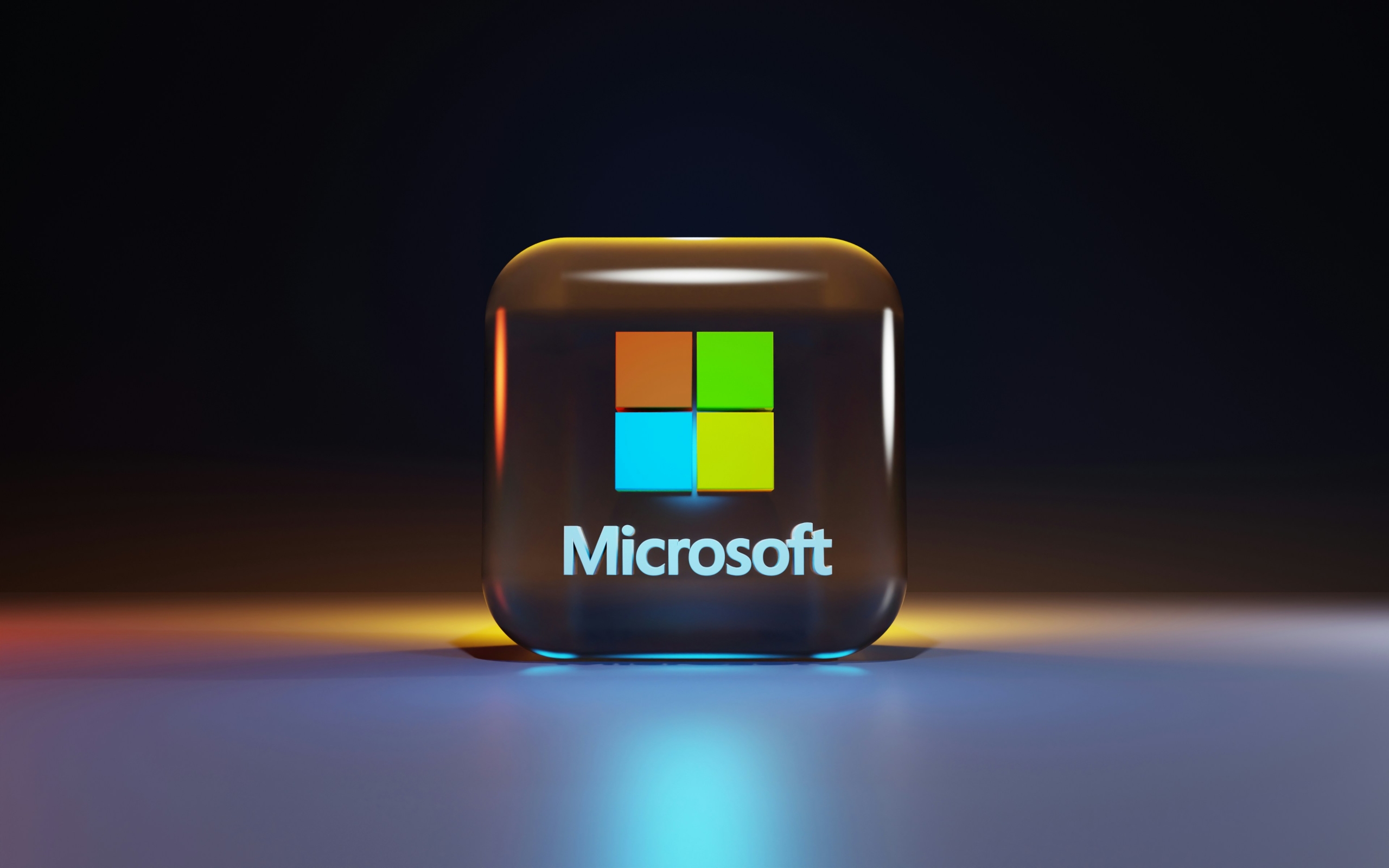 3D model of the Microsoft logo in a glass cube 3D model of the Microsoft logo in a glass cube